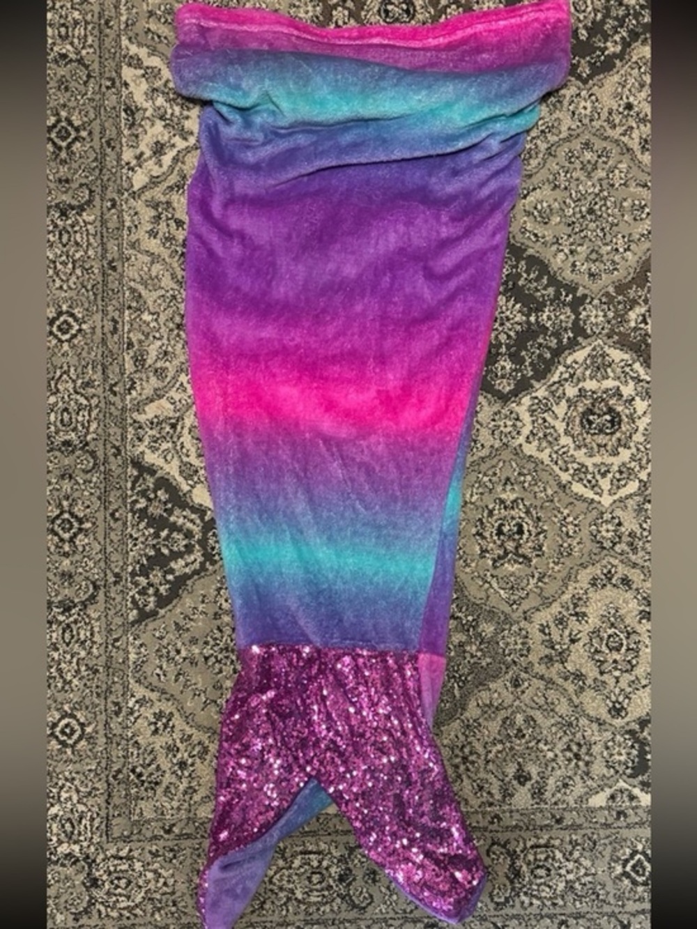 Mermaid Tail Blanket - Ombre Purple, Pink & Teal with Sequin Fin